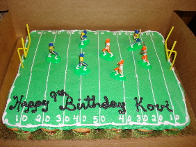 Rainbow Birthday Cake on Football Field Birthday Cake
